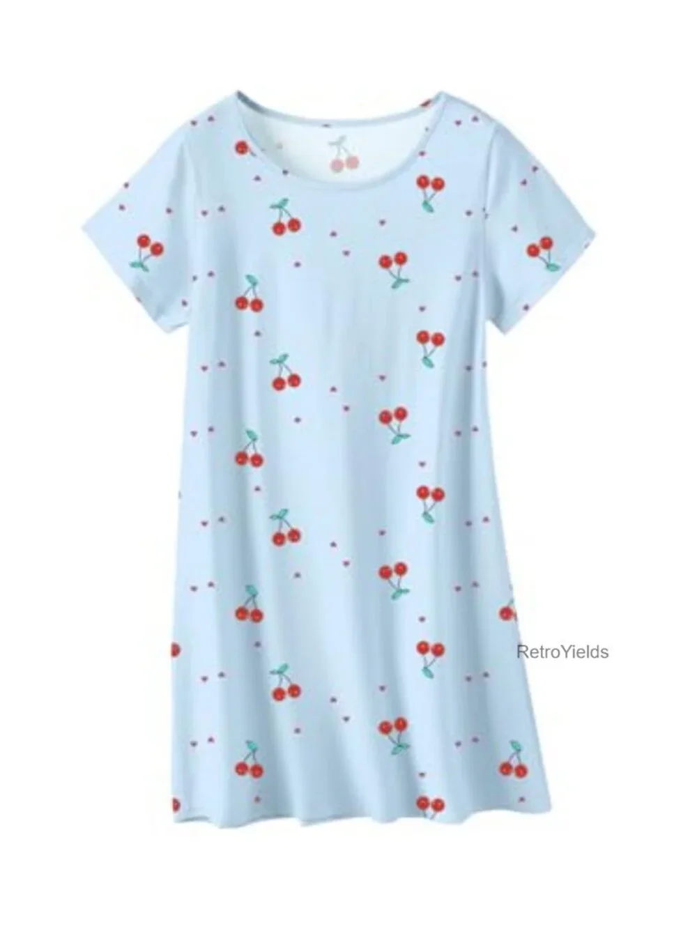 Girls Cotton Nightgown Short Sleeve Sleep Shirt Knee Length